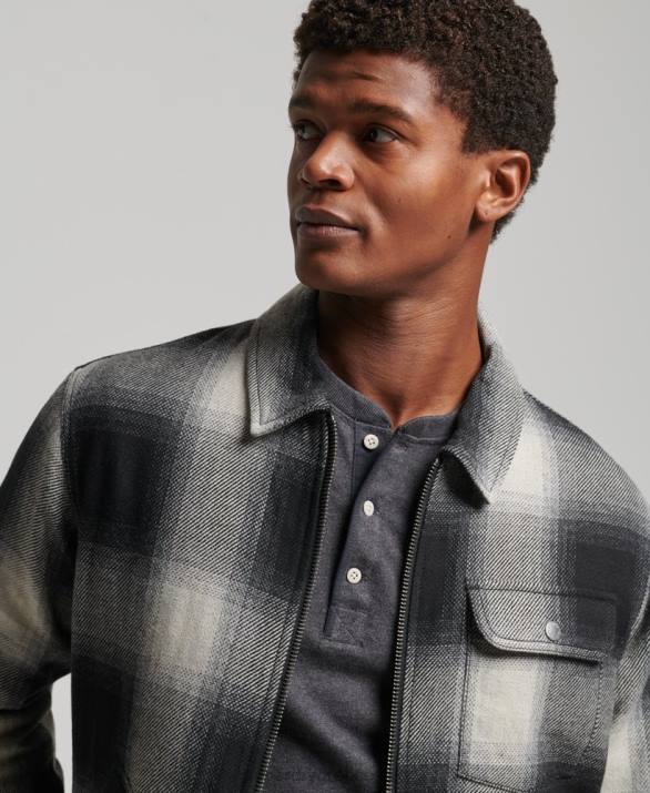 vintage μάλλινο σακάκι Harrington άνδρες είδη ένδυσης μαύρος Superdry L02L4594