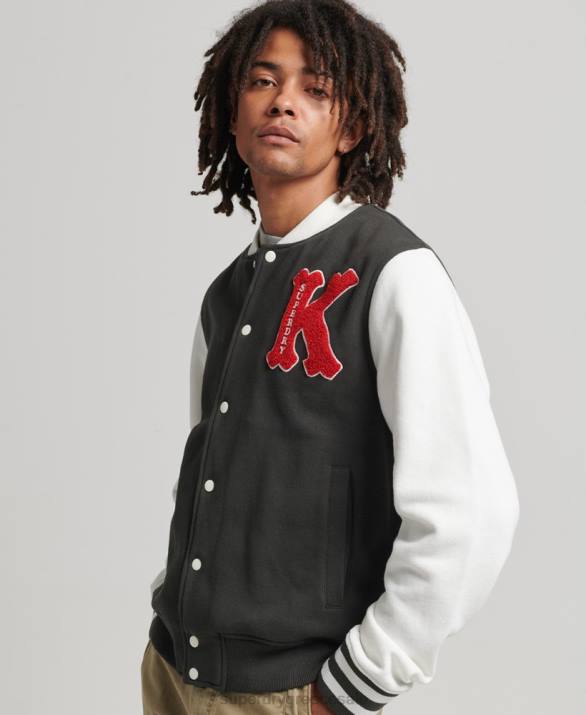 vintage κολλεγιακό bomber jacket άνδρες είδη ένδυσης μαύρος Superdry L02L796