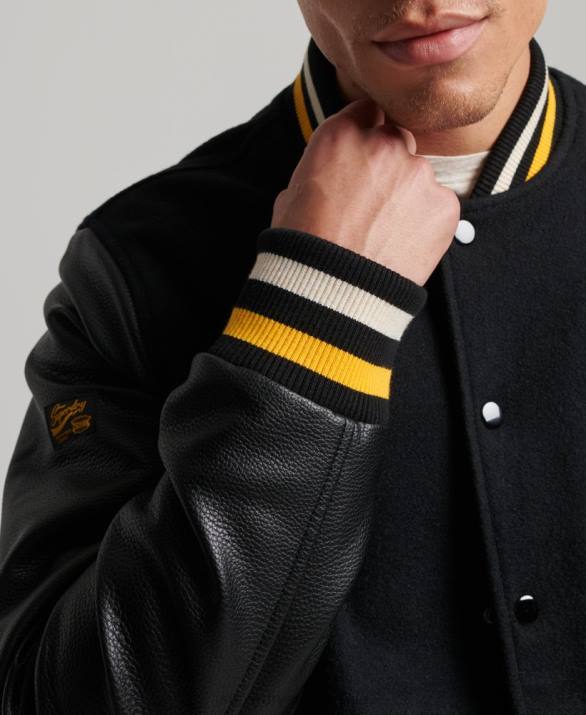 vintage κολεγιακό πανεπιστήμιο bomber jacket άνδρες είδη ένδυσης σκούρο γκρι Superdry L02L927
