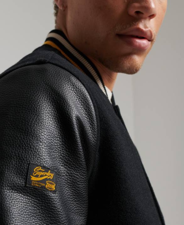 vintage κολεγιακό πανεπιστήμιο bomber jacket άνδρες είδη ένδυσης σκούρο γκρι Superdry L02L927