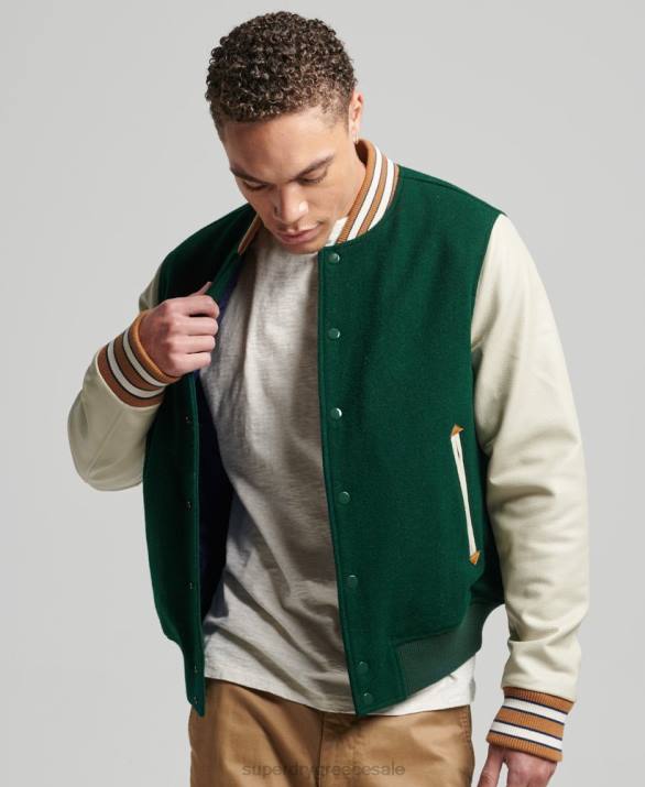 vintage κολεγιακό πανεπιστήμιο bomber jacket άνδρες είδη ένδυσης πράσινος Superdry L02L951