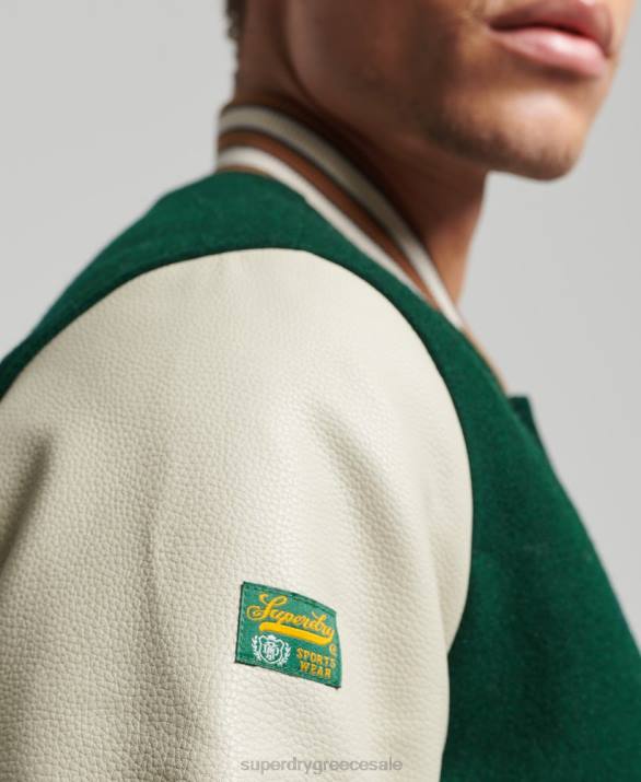vintage κολεγιακό πανεπιστήμιο bomber jacket άνδρες είδη ένδυσης πράσινος Superdry L02L951