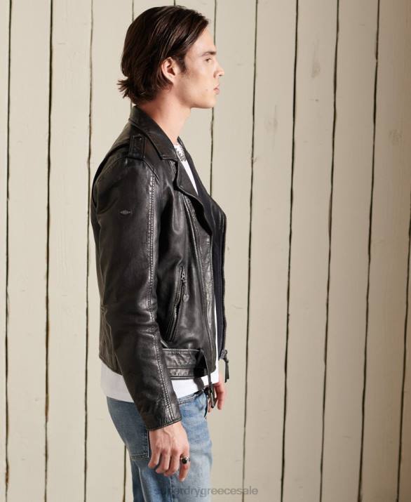 vintage δερμάτινο moto biker jacket άνδρες είδη ένδυσης μαύρος Superdry L02L4784