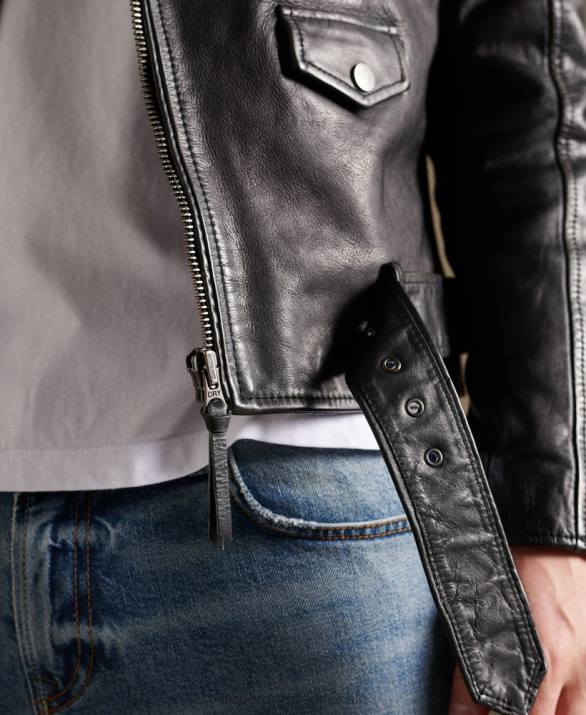 vintage δερμάτινο moto biker jacket άνδρες είδη ένδυσης μαύρος Superdry L02L4784
