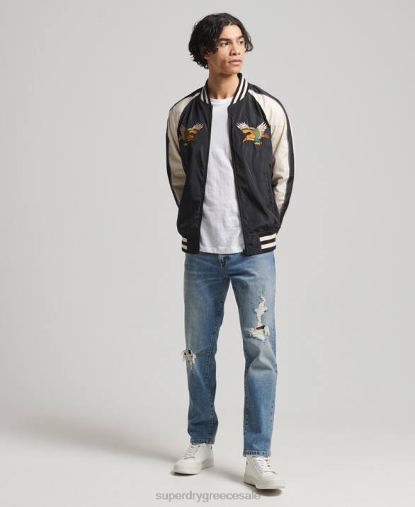 vintage σακάκι sukajan άνδρες είδη ένδυσης μαύρος Superdry L02L4599