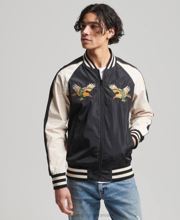 vintage σακάκι sukajan άνδρες είδη ένδυσης μαύρος Superdry L02L4599