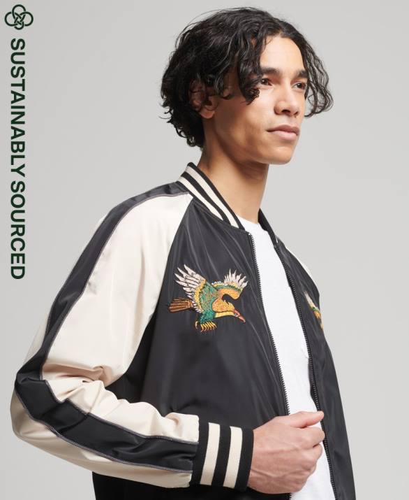 vintage σακάκι sukajan άνδρες είδη ένδυσης μαύρος Superdry L02L4599