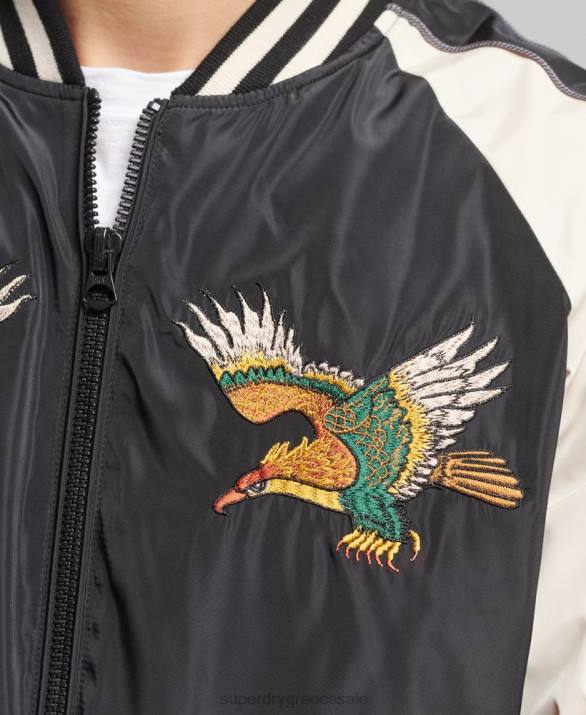 vintage σακάκι sukajan άνδρες είδη ένδυσης μαύρος Superdry L02L4599