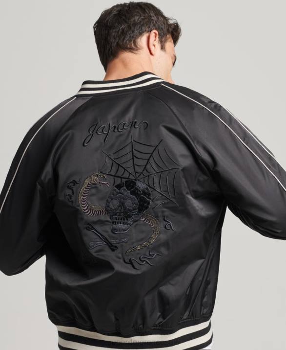 vintage τζάκετ sukajan bomber άνδρες είδη ένδυσης σκούρο γκρι Superdry L02L4459