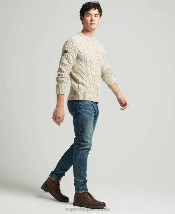 jacob cable crew jumper άνδρες είδη ένδυσης μπεζ Superdry L02L5252