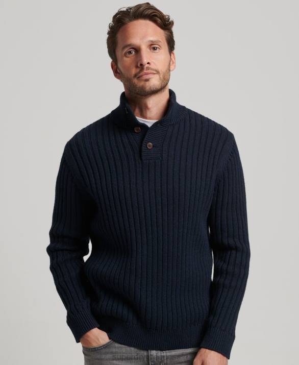 ραβδωτό jumper henley άνδρες είδη ένδυσης ΠΟΛΕΜΙΚΟ ΝΑΥΤΙΚΟ Superdry L02L5273