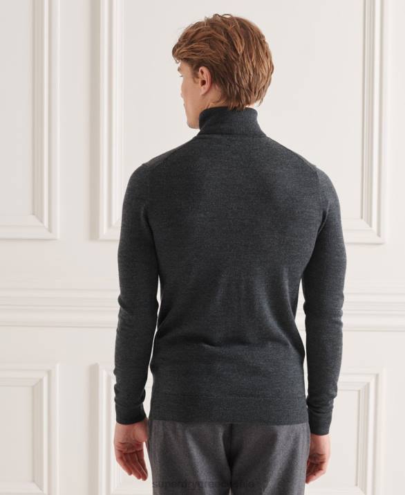 στούντιο merino roll neck jumper άνδρες είδη ένδυσης σκούρο γκρι Superdry L02L1326
