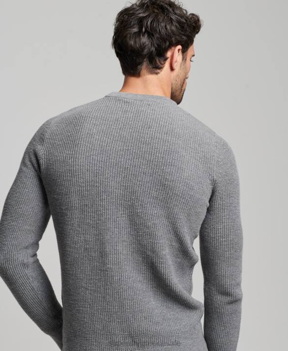 vintage ανάγλυφη πλήρωμα πλεκτό jumper άνδρες είδη ένδυσης γκρί Superdry L02L1236