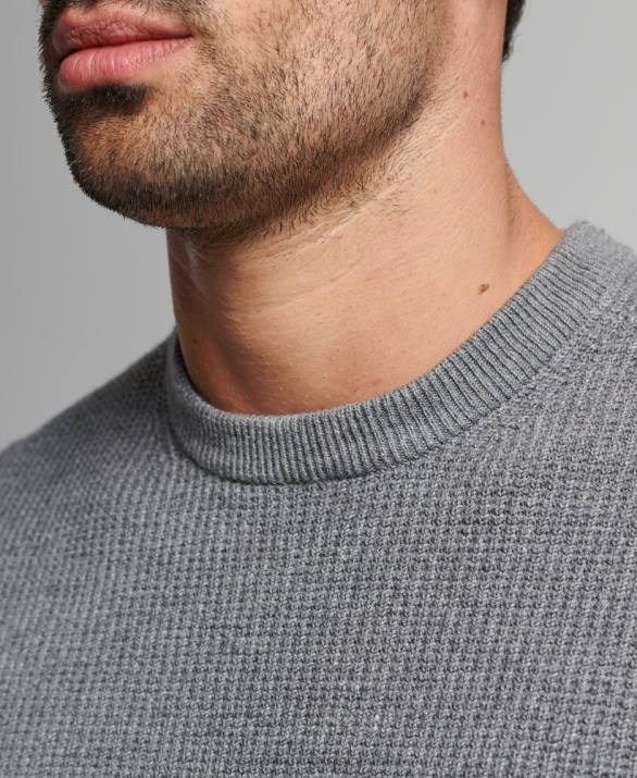 vintage ανάγλυφη πλήρωμα πλεκτό jumper άνδρες είδη ένδυσης γκρί Superdry L02L1236