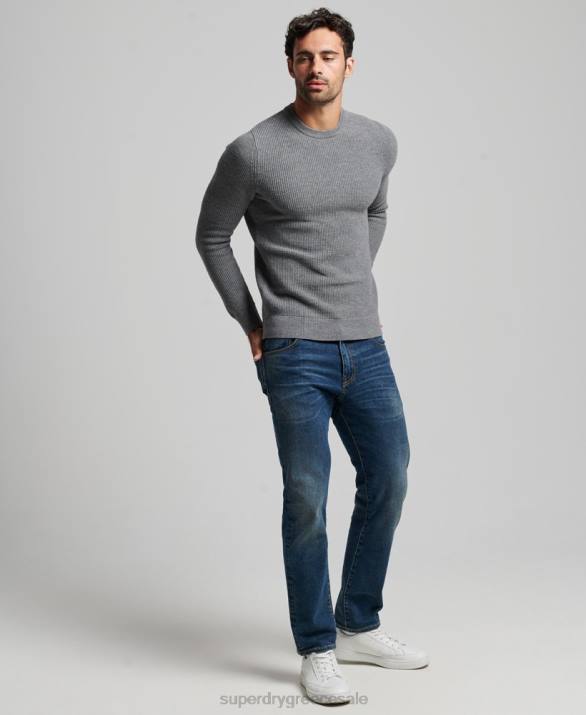 vintage ανάγλυφη πλήρωμα πλεκτό jumper άνδρες είδη ένδυσης γκρί Superdry L02L1236
