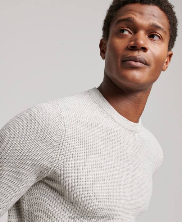 vintage ανάγλυφη πλήρωμα πλεκτό jumper άνδρες είδη ένδυσης γκρί Superdry L02L1238