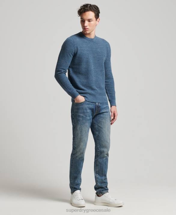 vintage ανάγλυφη πλήρωμα πλεκτό jumper άνδρες είδη ένδυσης μπλε Superdry L02L1253