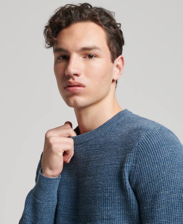 vintage ανάγλυφη πλήρωμα πλεκτό jumper άνδρες είδη ένδυσης μπλε Superdry L02L1253
