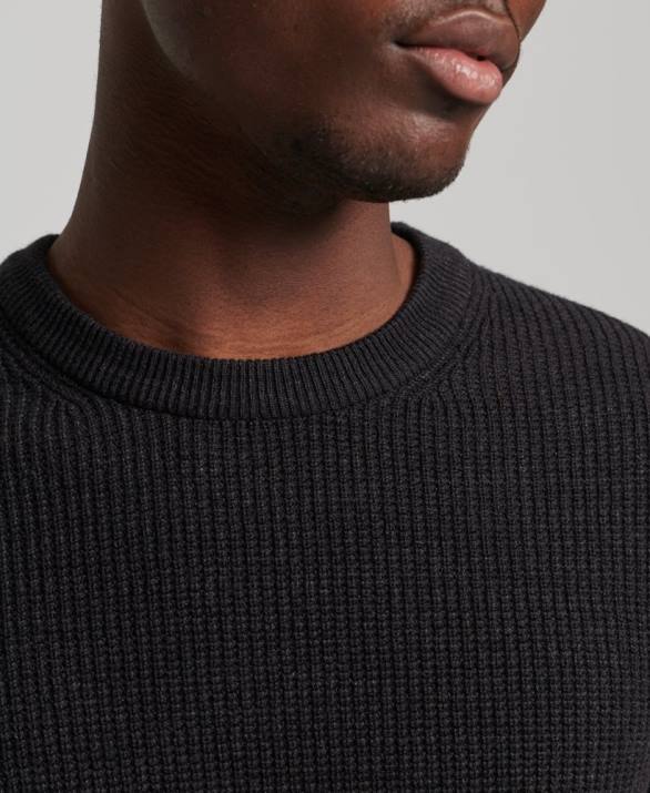 vintage ανάγλυφη πλήρωμα πλεκτό jumper άνδρες είδη ένδυσης μαύρος Superdry L02L1264