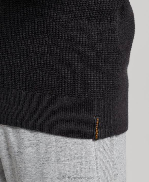 vintage ανάγλυφη πλήρωμα πλεκτό jumper άνδρες είδη ένδυσης μαύρος Superdry L02L1264