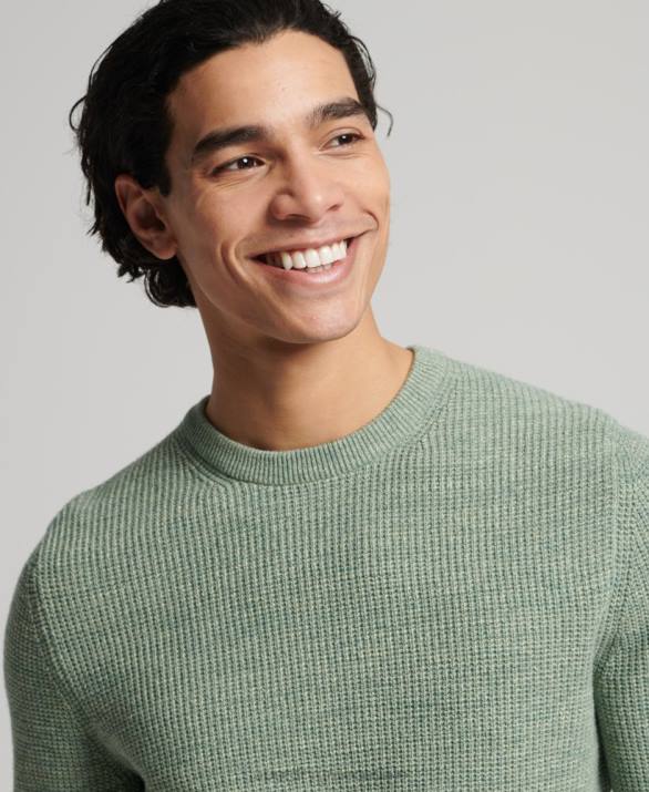 vintage ανάγλυφη πλήρωμα πλεκτό jumper άνδρες είδη ένδυσης πράσινος Superdry L02L1265