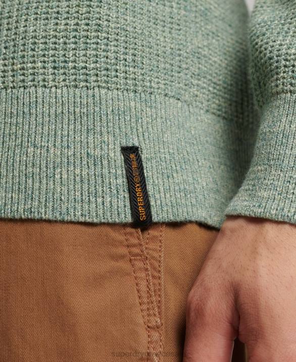 vintage ανάγλυφη πλήρωμα πλεκτό jumper άνδρες είδη ένδυσης πράσινος Superdry L02L1265