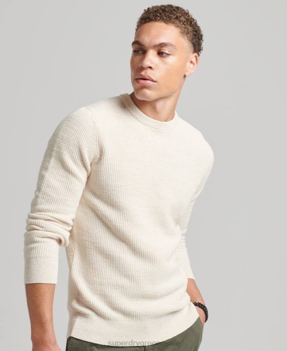 vintage ανάγλυφη πλήρωμα πλεκτό jumper άνδρες είδη ένδυσης κρέμα Superdry L02L1337