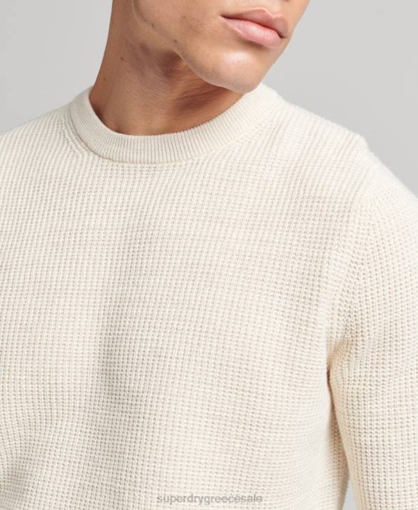 vintage ανάγλυφη πλήρωμα πλεκτό jumper άνδρες είδη ένδυσης κρέμα Superdry L02L1337