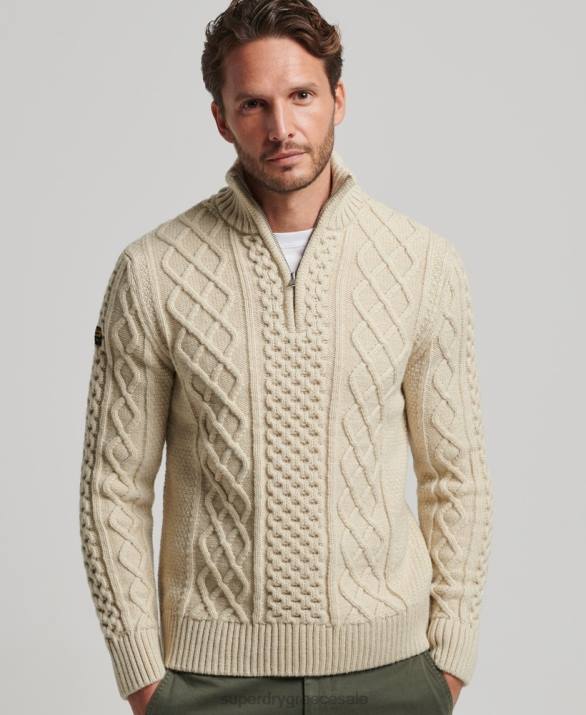 vintage jumper jacob henley άνδρες είδη ένδυσης κρέμα Superdry L02L1268