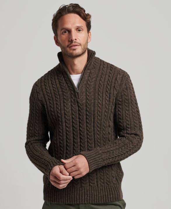 vintage jumper jacob henley άνδρες είδη ένδυσης καφέ Superdry L02L1322