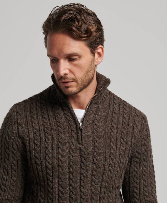 vintage jumper jacob henley άνδρες είδη ένδυσης καφέ Superdry L02L1322