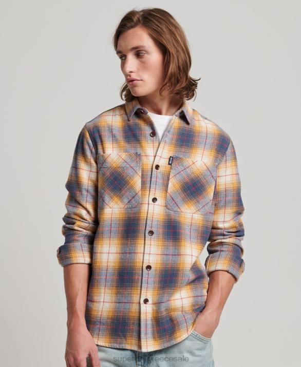 vintage check overshirt άνδρες είδη ένδυσης χρυσός Superdry L02L191