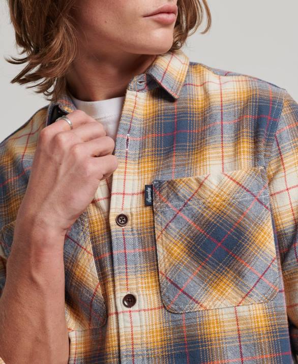 vintage check overshirt άνδρες είδη ένδυσης χρυσός Superdry L02L191