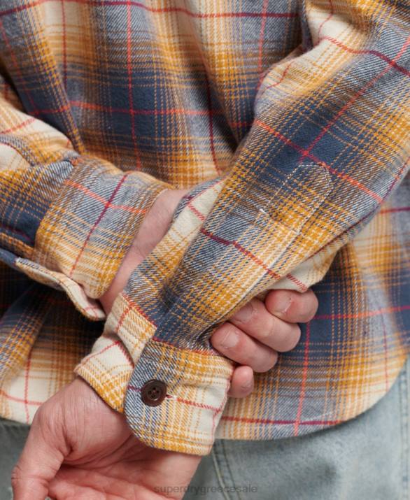 vintage check overshirt άνδρες είδη ένδυσης χρυσός Superdry L02L191