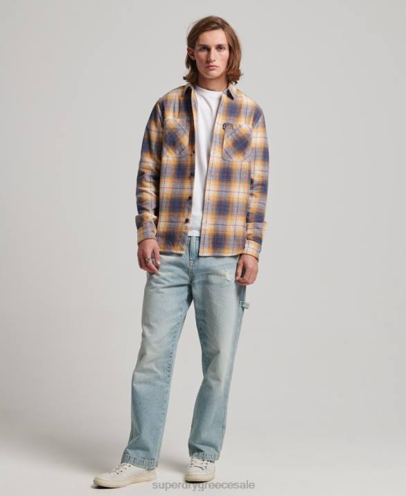 vintage check overshirt άνδρες είδη ένδυσης χρυσός Superdry L02L191