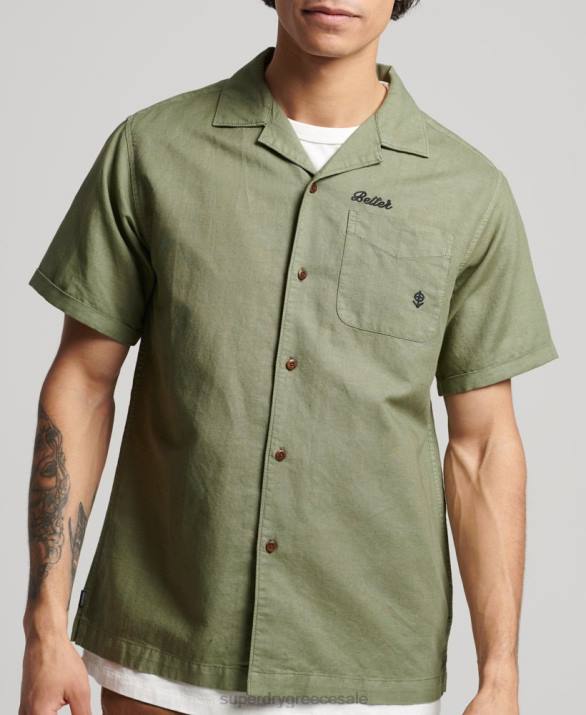 vintage πουκάμισο resort άνδρες είδη ένδυσης χακί Superdry L02L189
