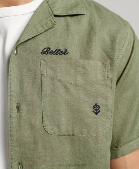 vintage πουκάμισο resort άνδρες είδη ένδυσης χακί Superdry L02L189